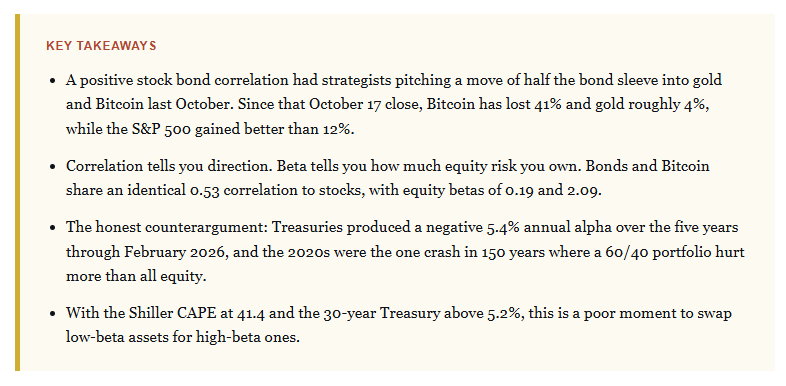Key Takeaway of stock bond allocations