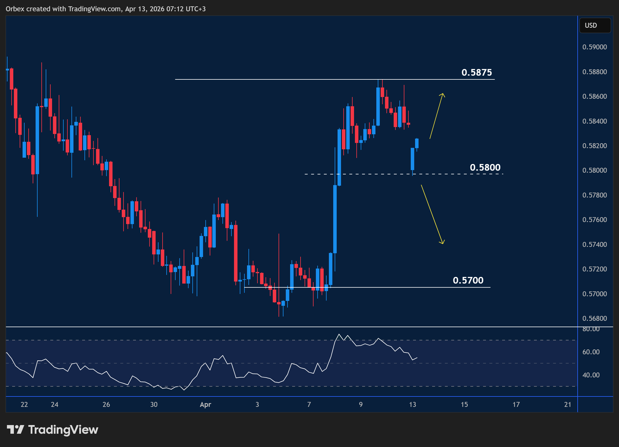 NZDUSD chart showing price reaction after recent market pressure