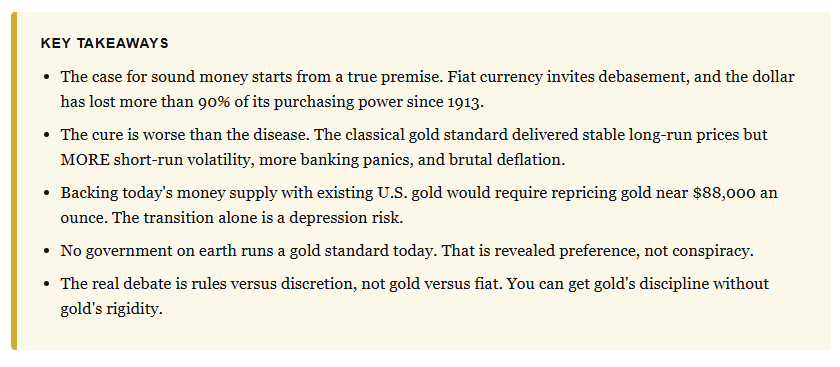 Sound money key takeaways