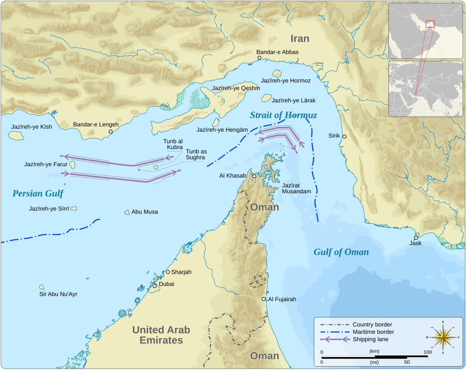 Map of the Strait of Hormuz