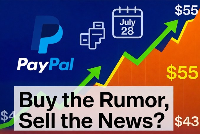 PayPal Takeover Rumors: Bought at $43, Now ~$55 – Earnings July 28