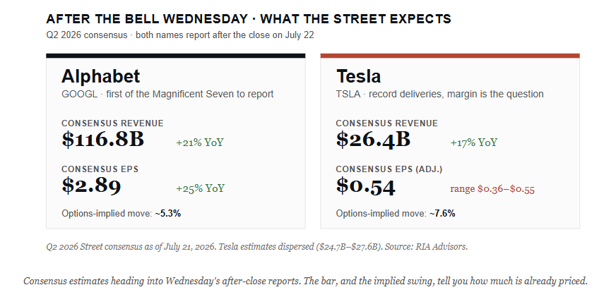 Goog and Tsla earnings