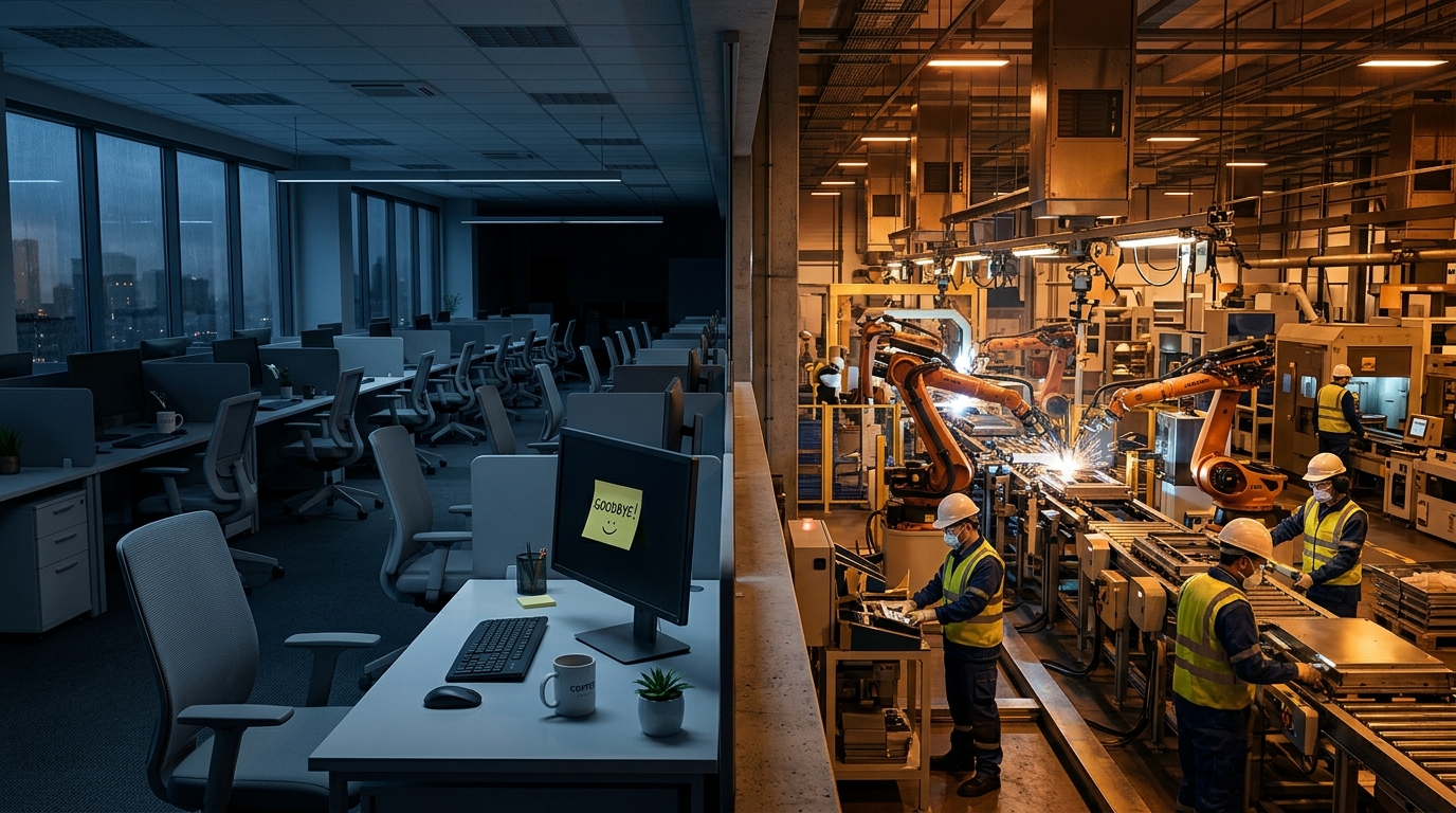 Tech Has Cut 100,000 Jobs in 2026. The Factory Floor Just Had Its Best Month in 4 Years.