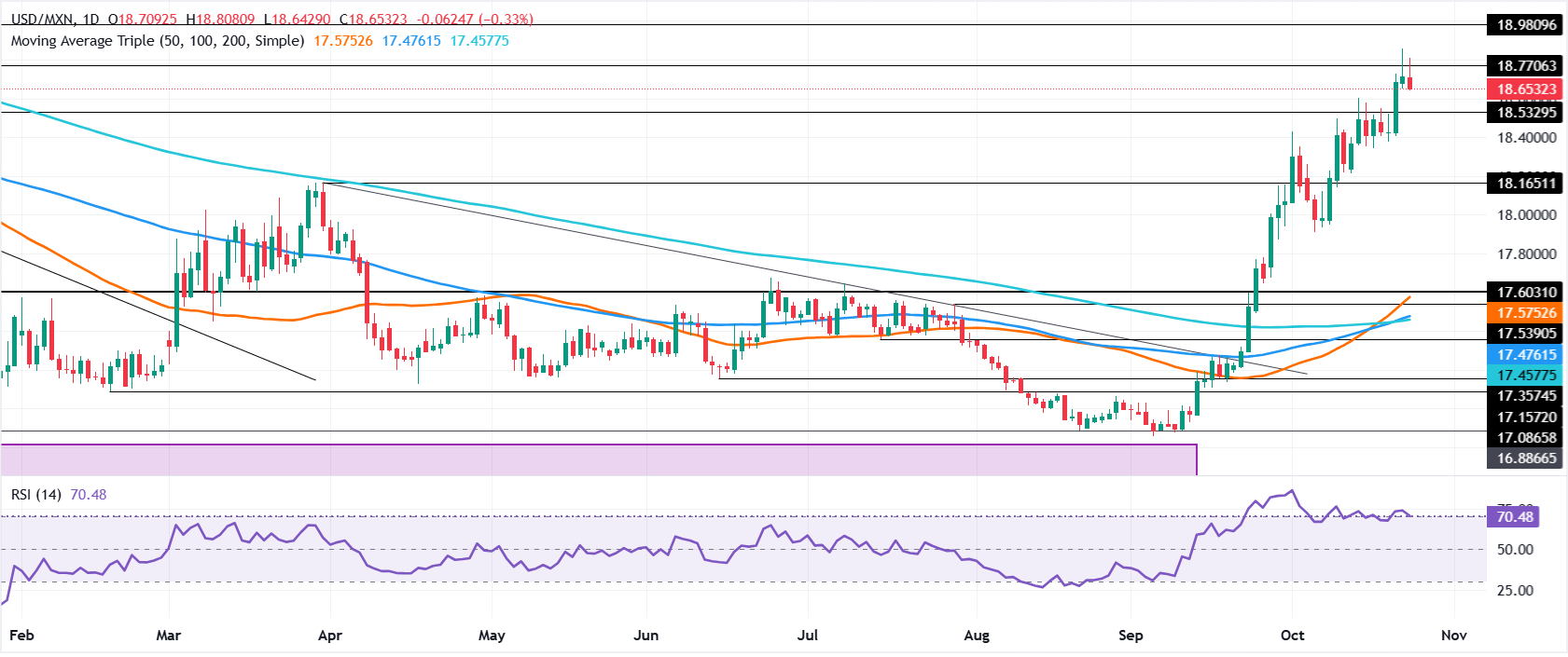 USD/MXN daily chart