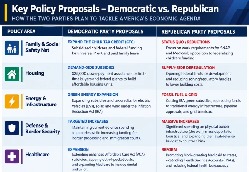 policy table republican vs democrat