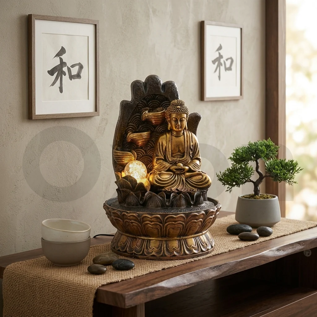 budha fountain with led light.webp