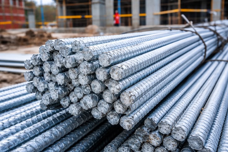 steel rod bundles used for reinforcement at construction site with workers placing bars.jpg