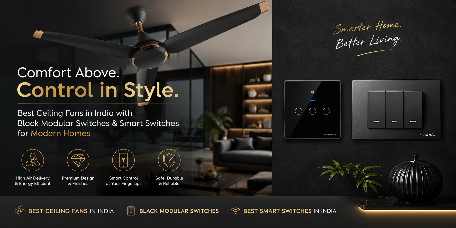 Best Ceiling Fan in India with Black Modular Switches.png