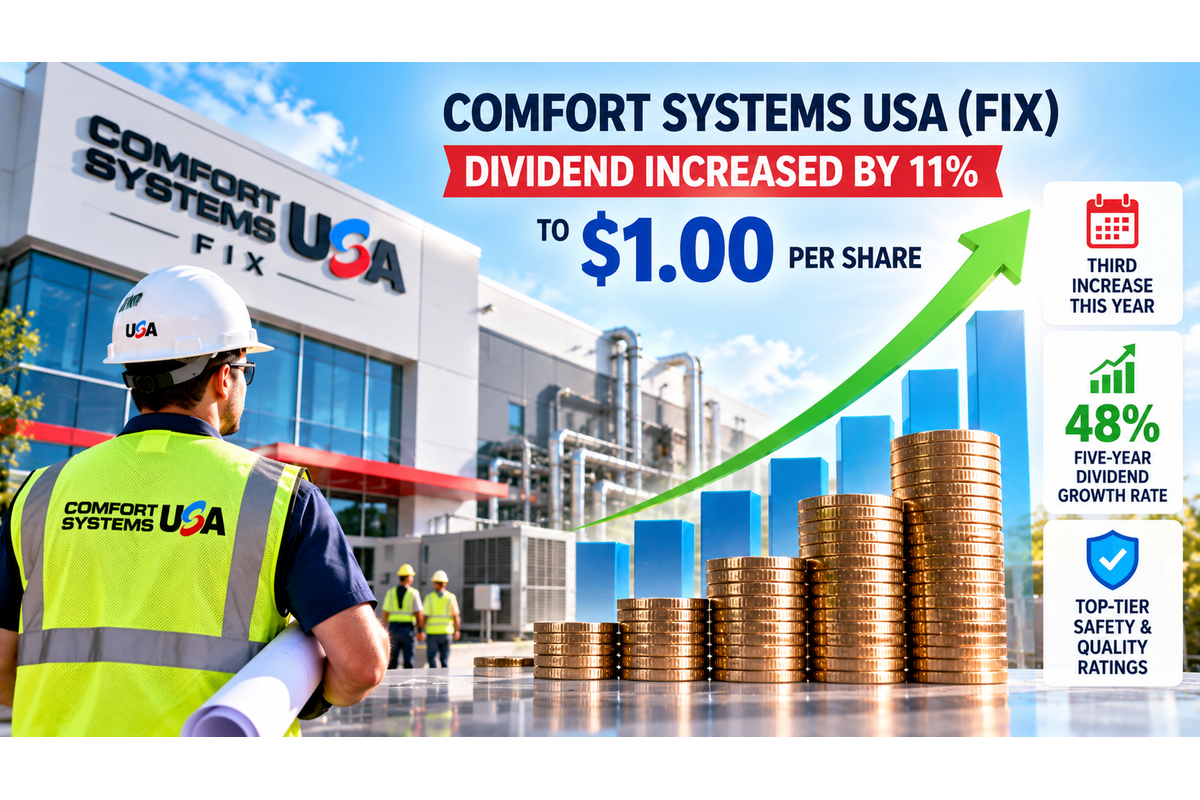 Comfort Systems (FIX) Raises Its Dividend 11% To $1.00 A Share