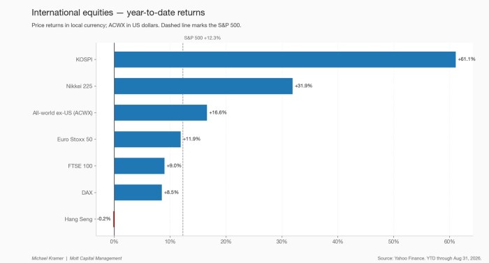 International equities — year-to-date returns