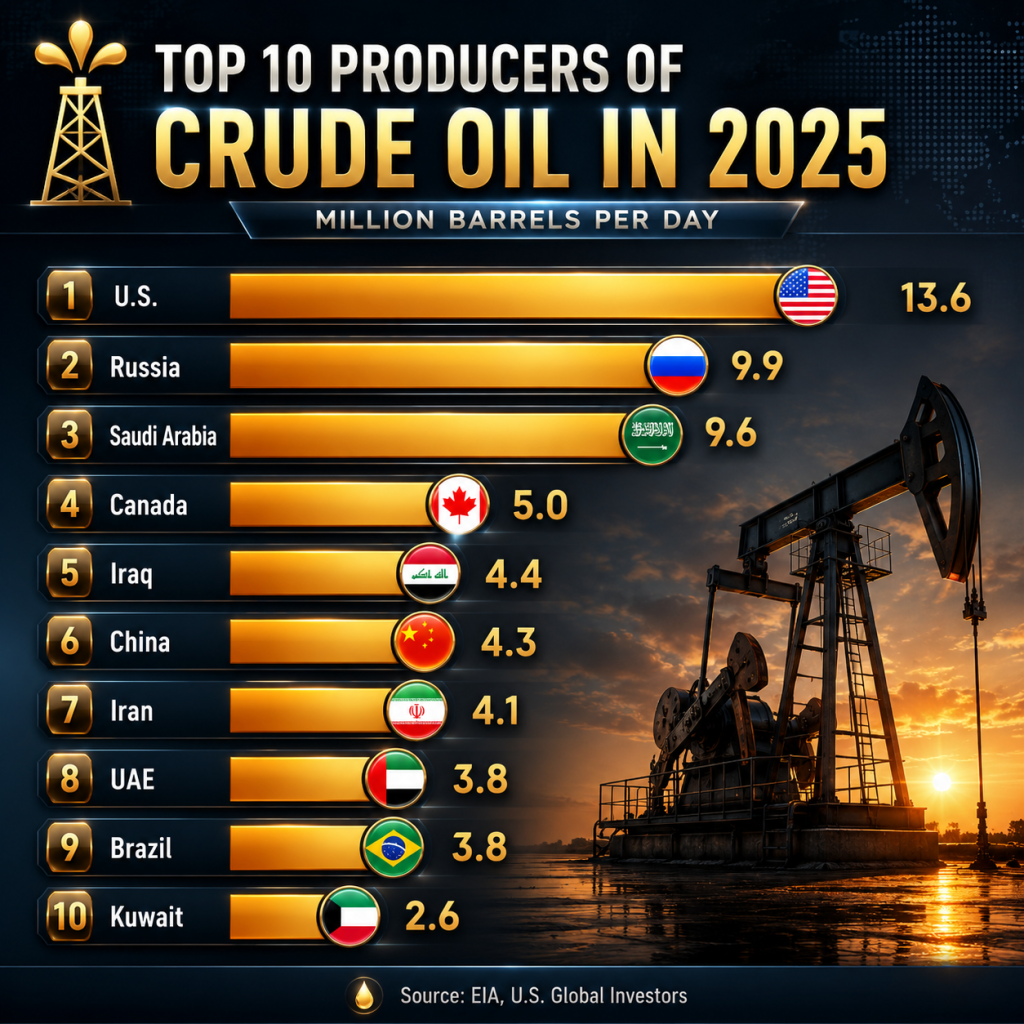 Top 10 Producers of Crude Oil in 2025
