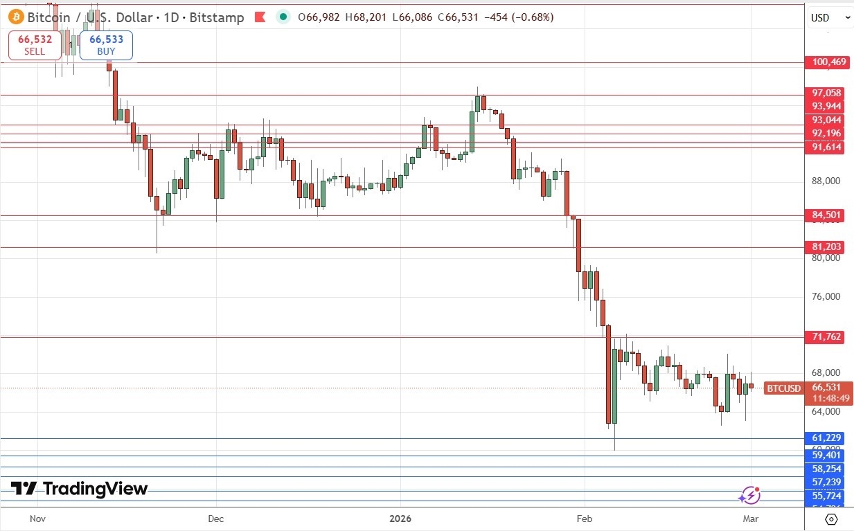 Bitcoin Daily Price Chart 01/03/2026