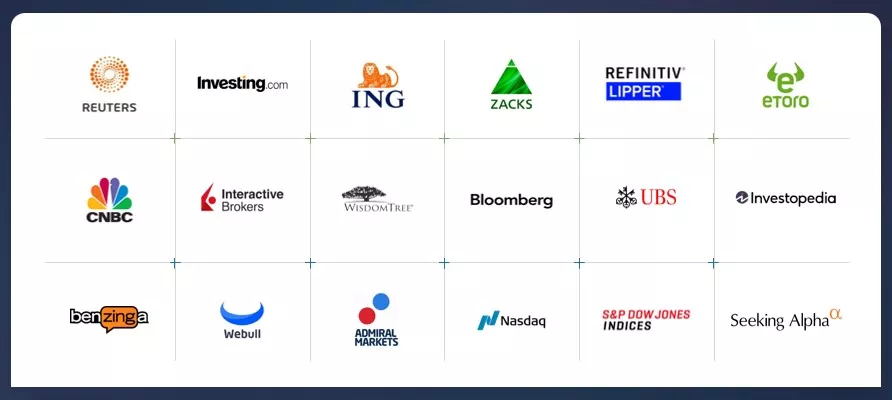 Logos of major financial media and investing websites partnered with TalkMarkets