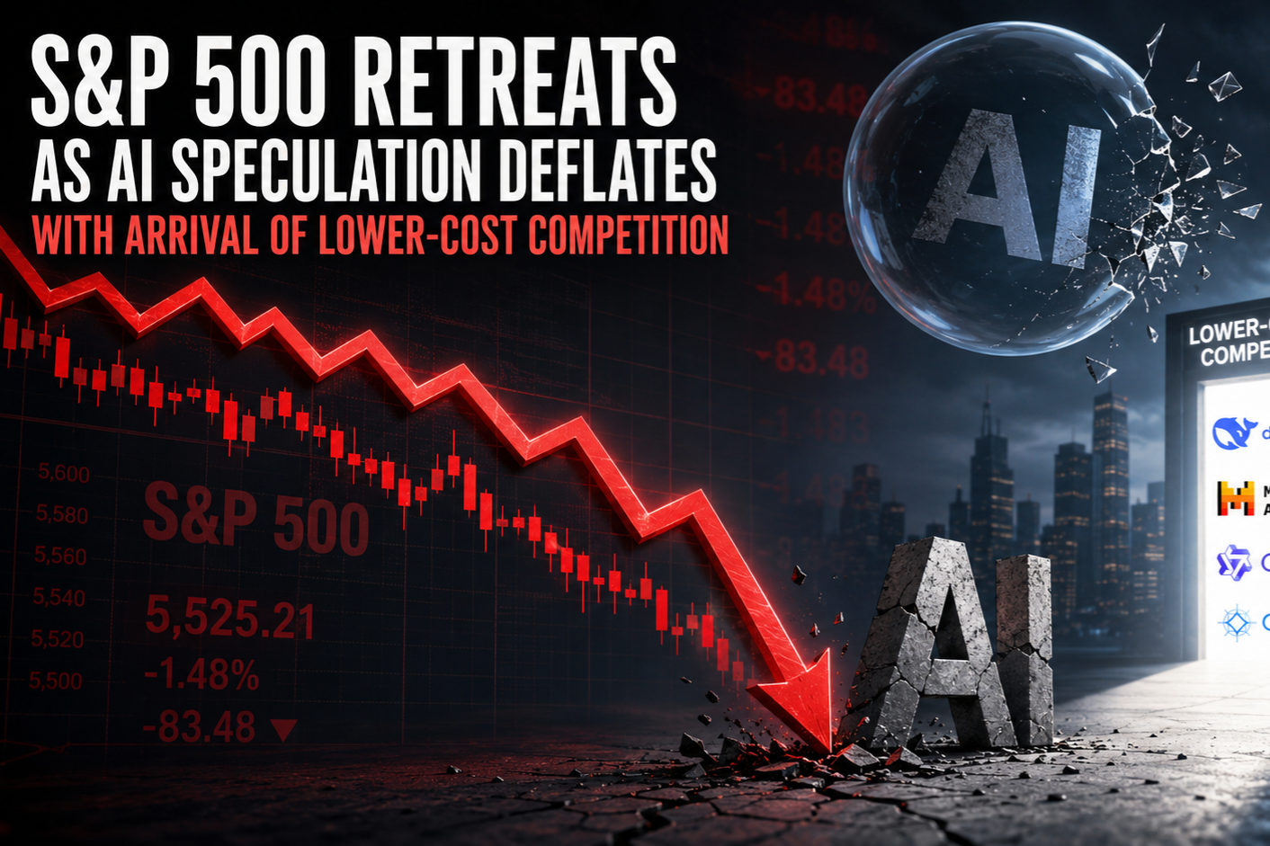 S&P 500 Retreats As AI Speculation Deflates With Arrival Of Lower Cost Competition