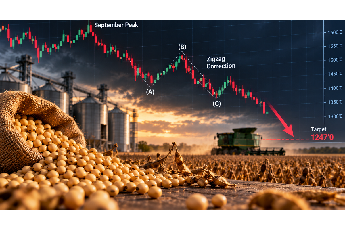 Soybean Futures Break Lower After Elliott Wave Zigzag Pattern