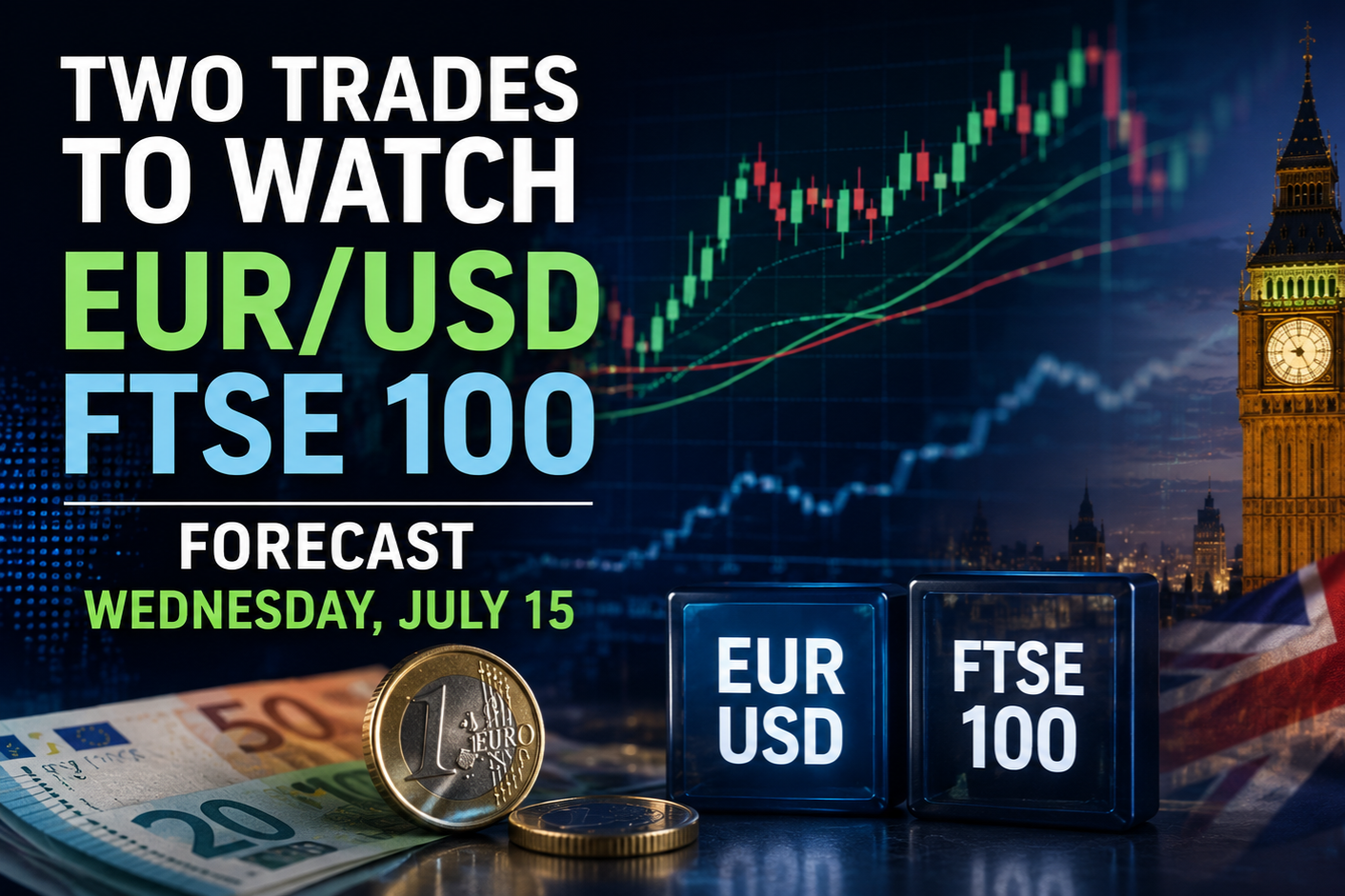 Two Trades To Watch: EUR/USD, FTSE 100 Forecast - Wednesday, July 15