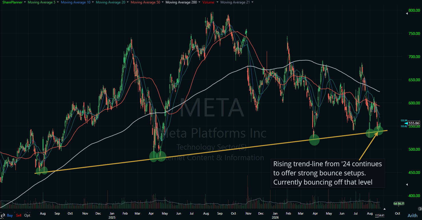 META Platforms (META) bouncing off of long-term support.