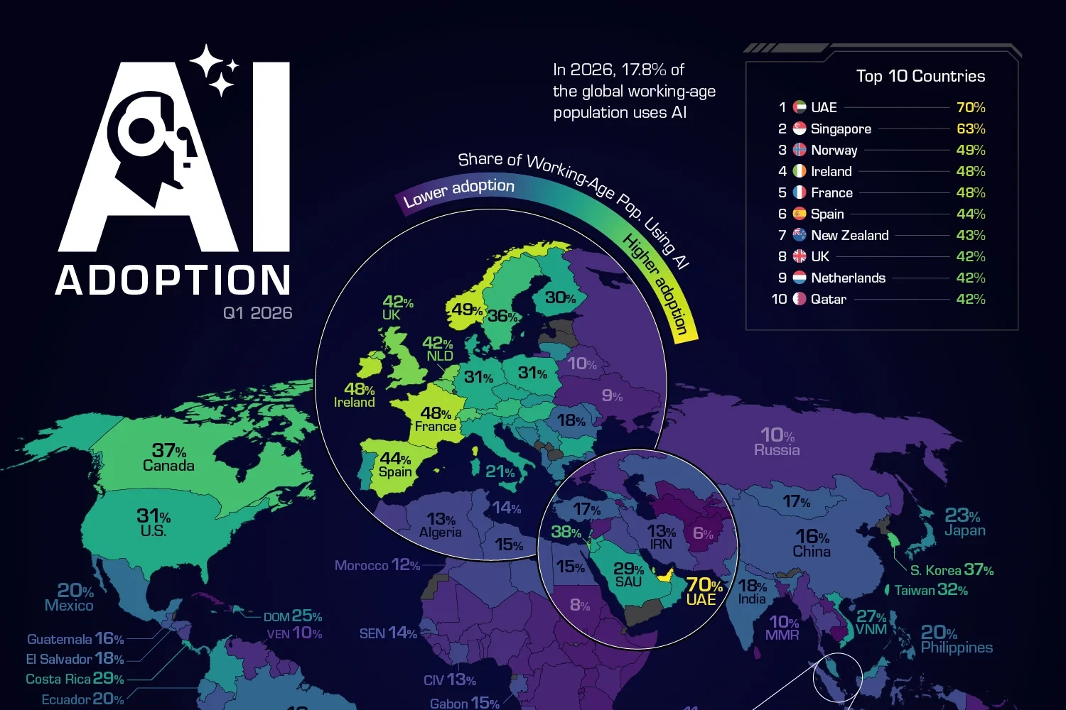 Mapped: AI Adoption By Country In 2026