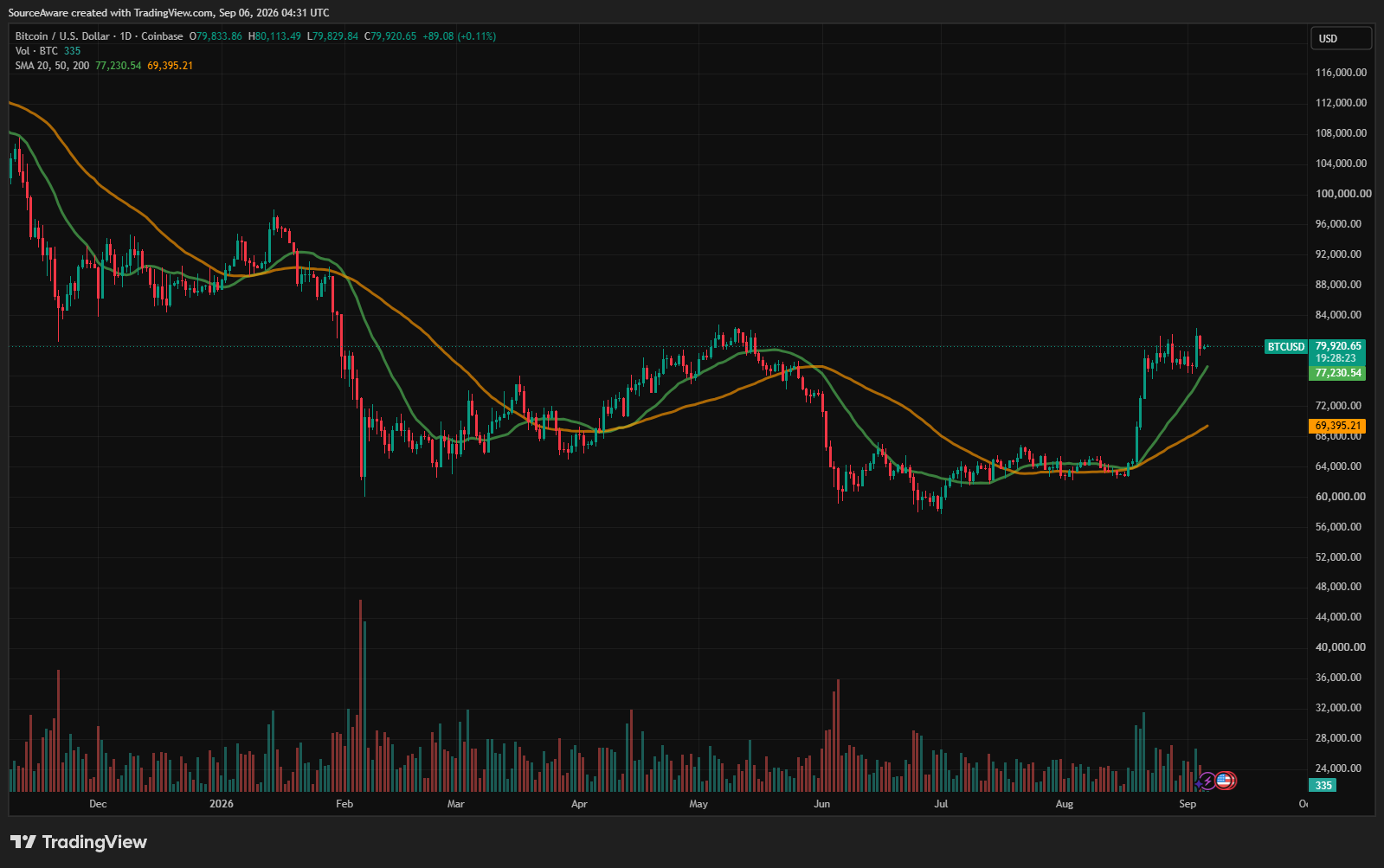 BTC/USD 1-day chart