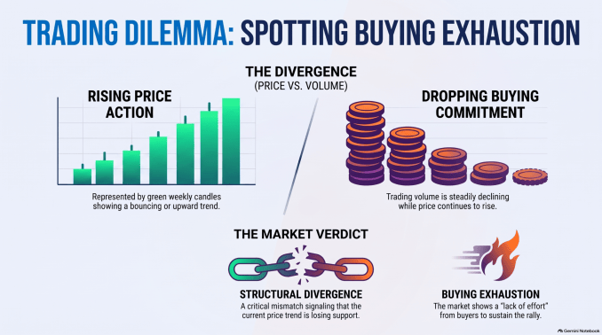 spotting buying exhaustion in the chart using Richard Wyckoff