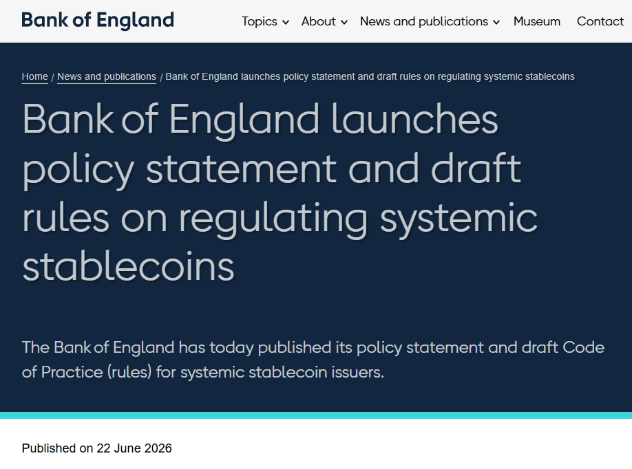 Bank of England stablecoin policy statement
