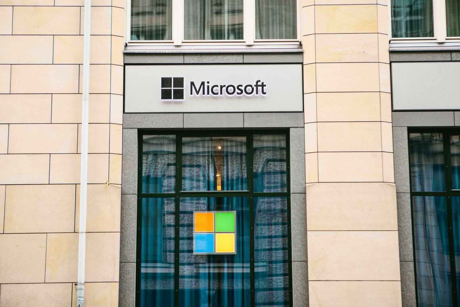 Microsoft logo on building by franz12 via iStock