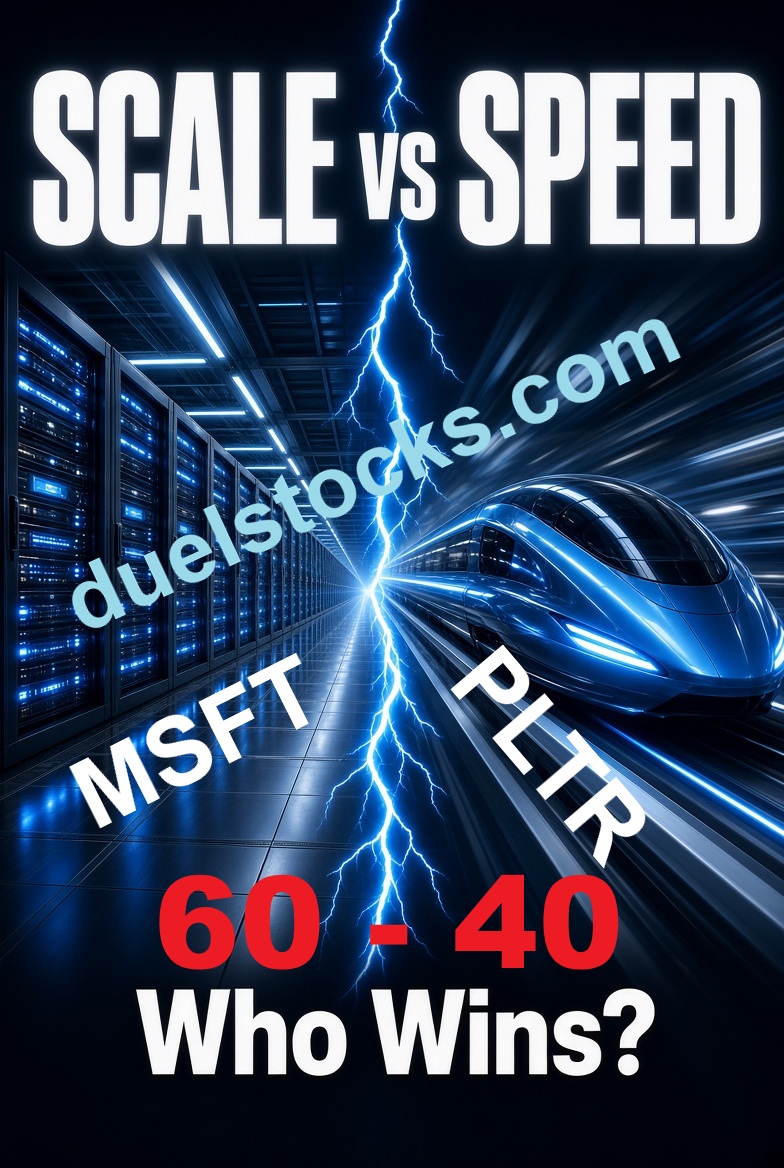 The headline score of 40-60 in favor of Microsoft (MSFT) over Palantir Technologies (PLTR)